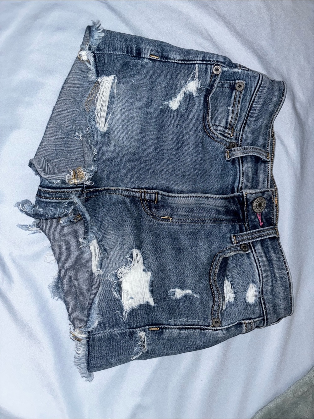 American Eagle Outfitters Washed Blue Ripped Denim Shorts